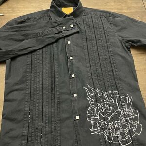 Vintage Rare Men's Western Shirt embroidered Luck Cards Square Pearl Snaps Large